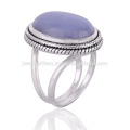 Lovely Blue Lace Agate Gemstone 925 Sterling Silver Ring